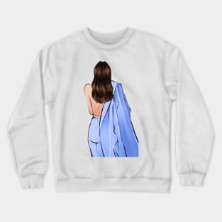 Brunette with blue jacket Crewneck Sweatshirt